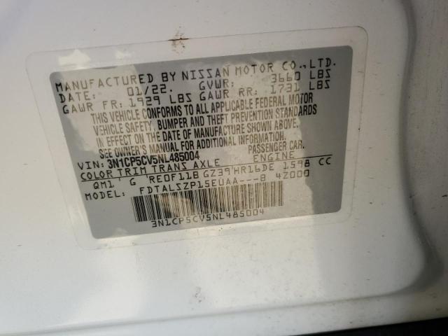 2022 Nissan Kicks Sv VIN: 3N1CP5CV5NL485004 Lot: 54958194