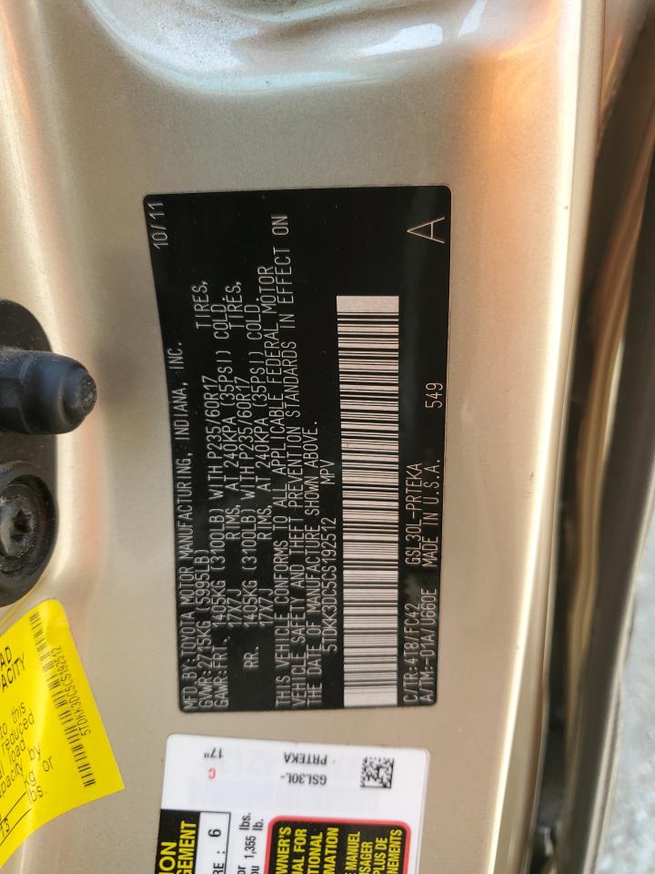 5TDKK3DC5CS192512 2012 Toyota Sienna Le