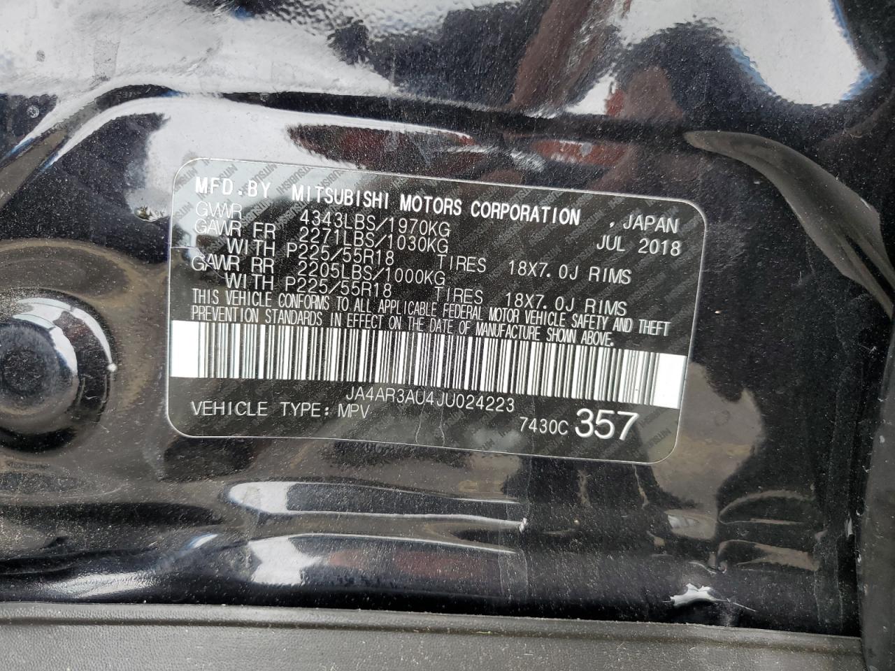 JA4AR3AU4JU024223 2018 Mitsubishi Outlander Sport Es