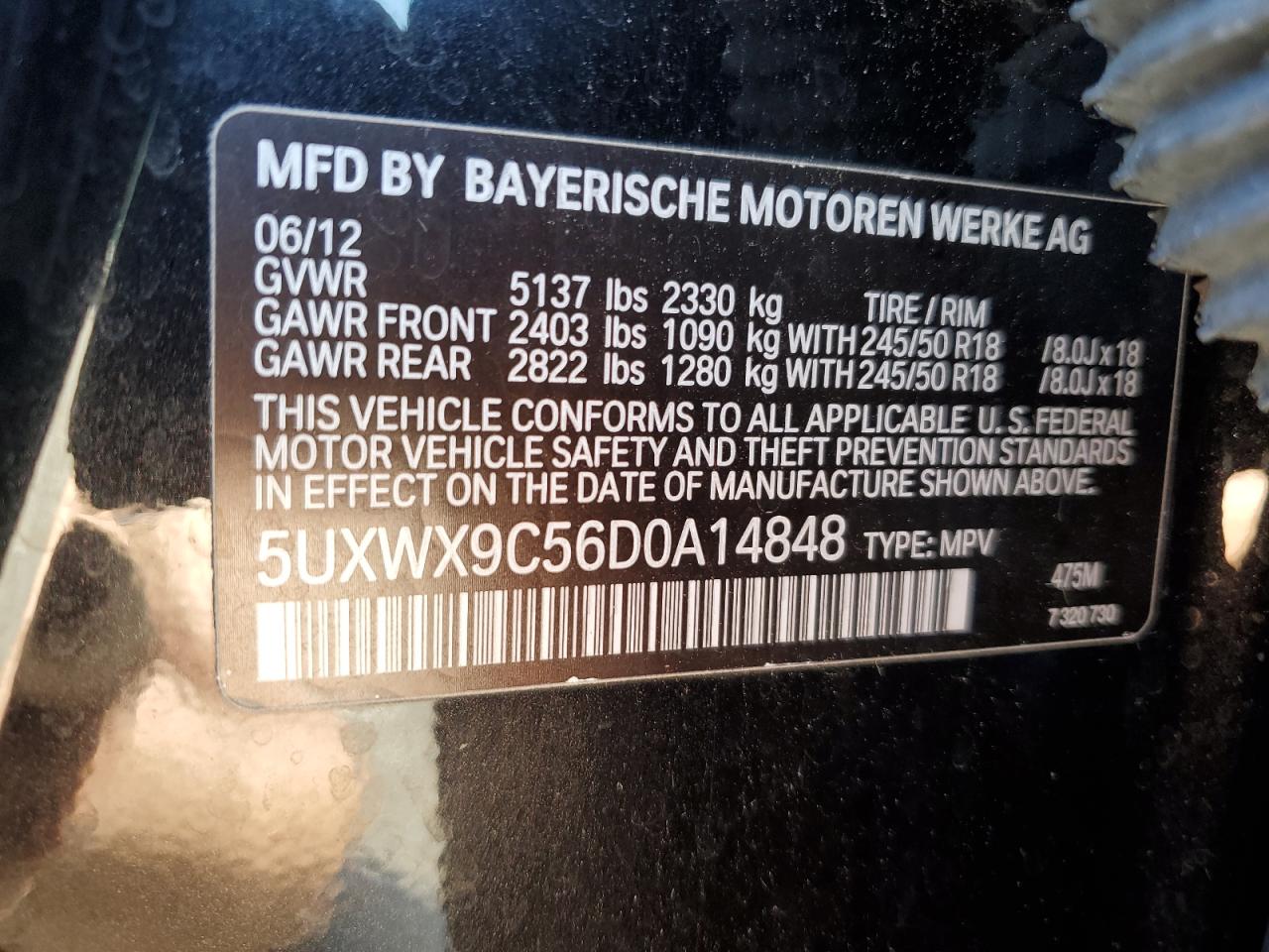 5UXWX9C56D0A14848 2013 BMW X3 xDrive28I