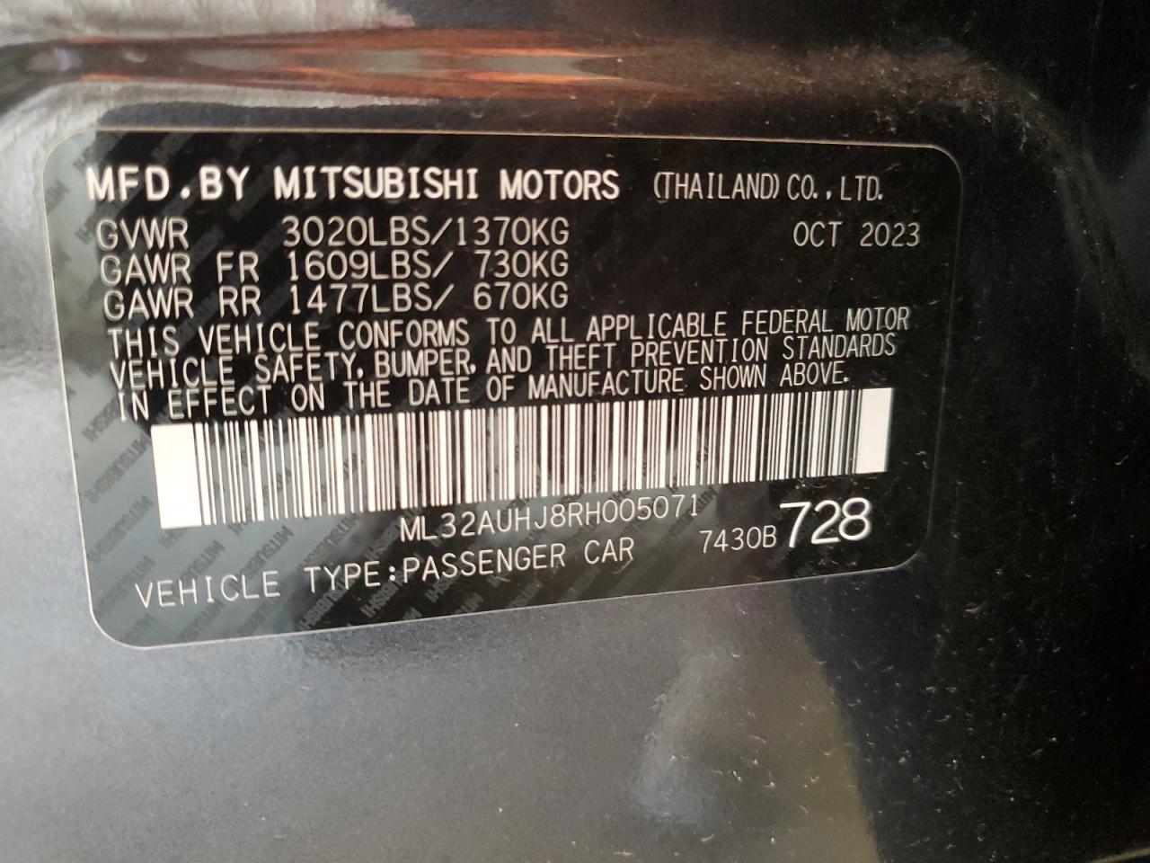 ML32AUHJ8RH005071 2024 Mitsubishi Mirage Es