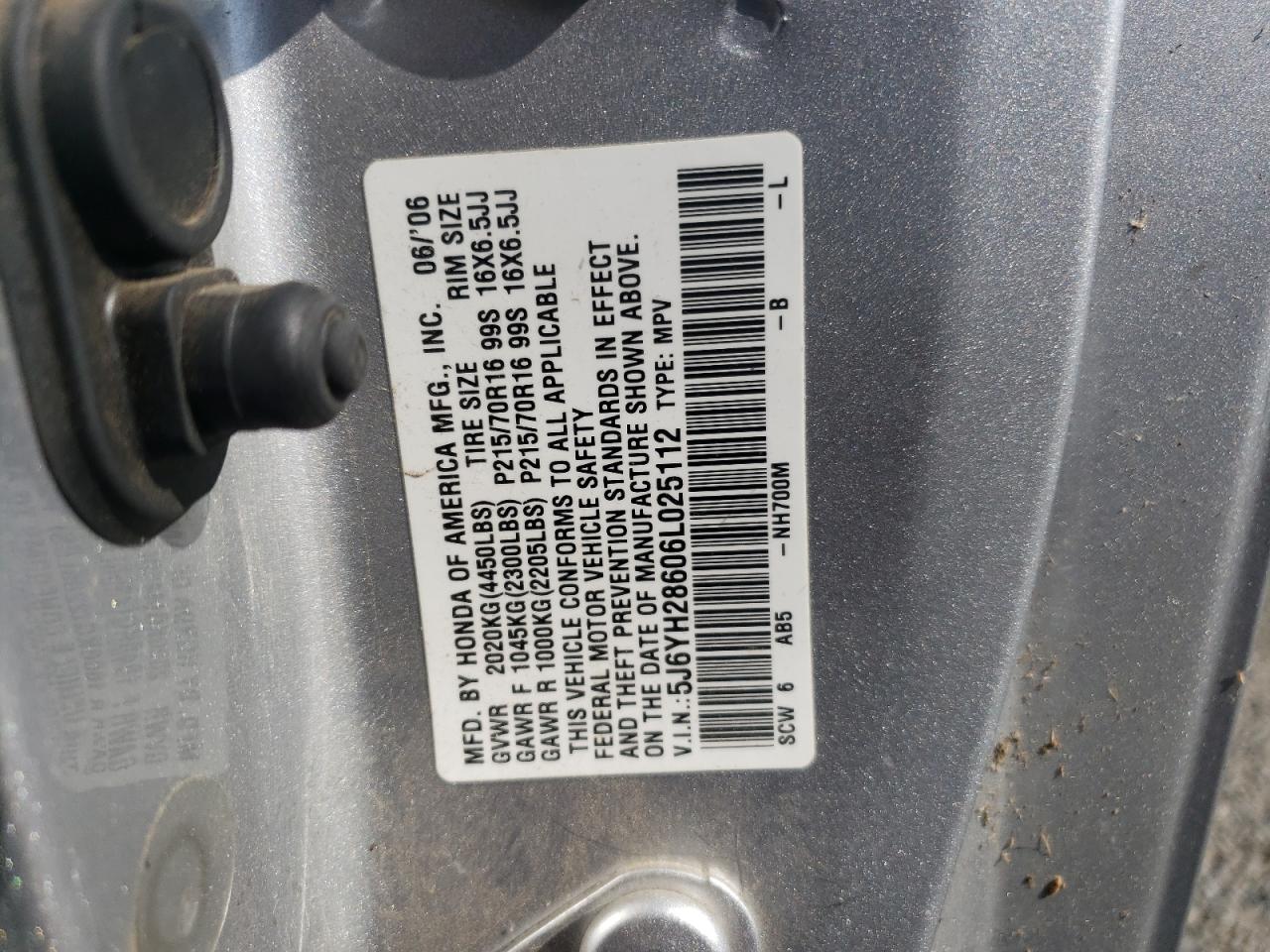 5J6YH28606L025112 2006 Honda Element Ex