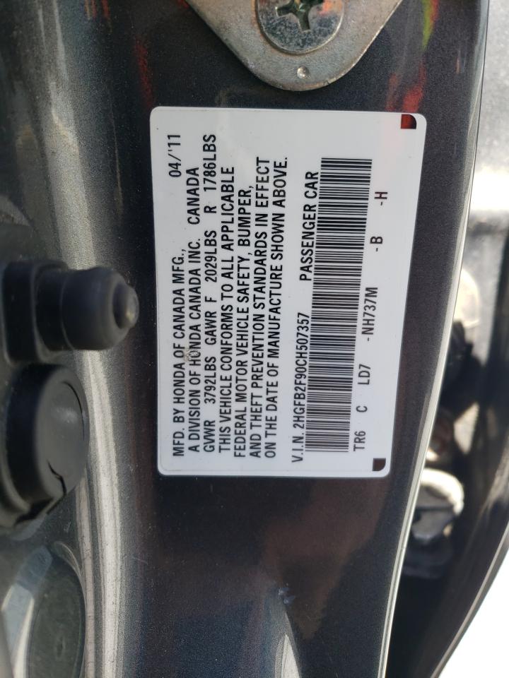 2HGFB2F90CH507357 2012 Honda Civic Exl