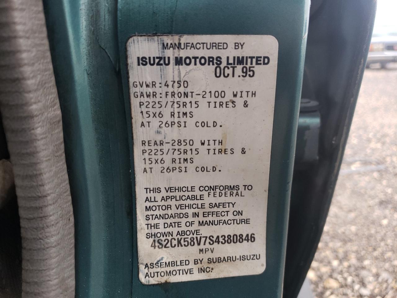 4S2CK58V7S4380846 1995 Isuzu Rodeo S