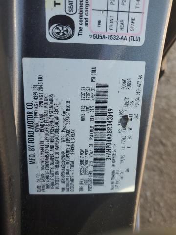 2011 Ford Fusion Se VIN: 3FAHP0HAXBR342849 Lot: 56158044