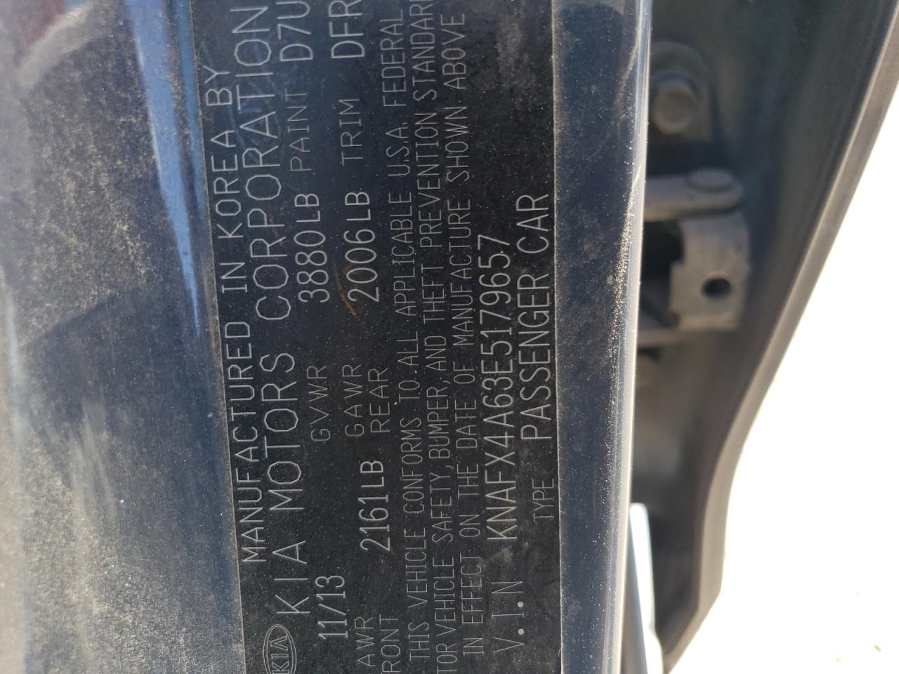 KNAFX4A63E5179657 2014 Kia Forte Lx