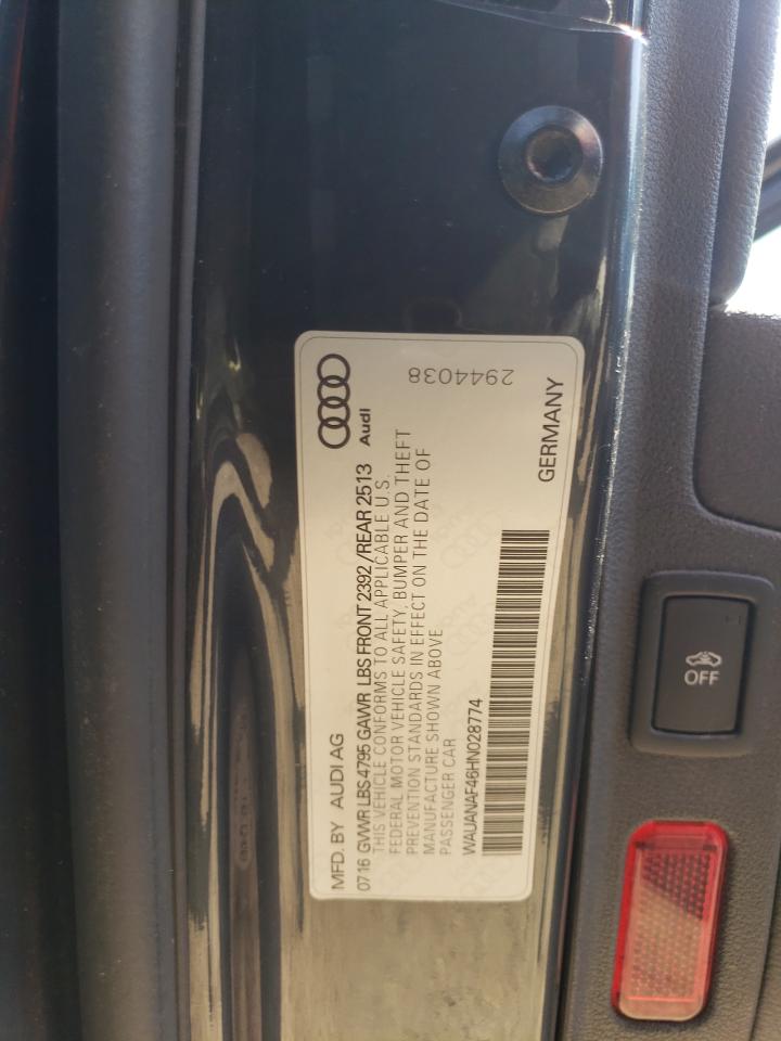 WAUANAF46HN028774 2017 Audi A4 Premium