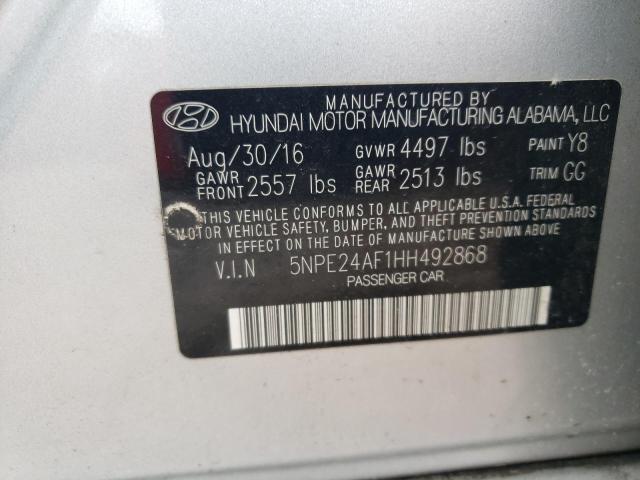 2017 Hyundai Sonata Se VIN: 5NPE24AF1HH492868 Lot: 54654184