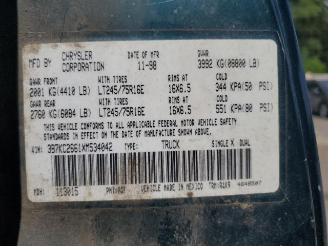 1999 Dodge Ram 2500 VIN: 3B7KC2661XM534042 Lot: 56409674