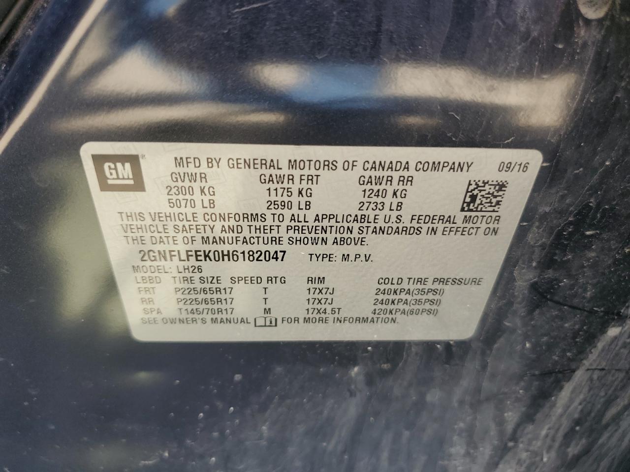 2GNFLFEK0H6182047 2017 Chevrolet Equinox Lt