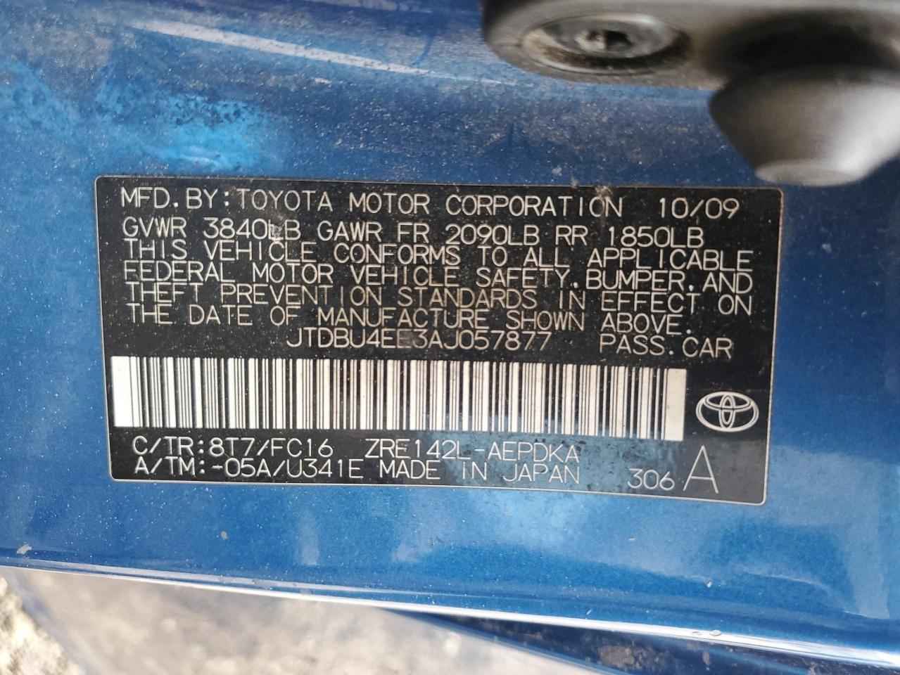 JTDBU4EE3AJ057877 2010 Toyota Corolla Base