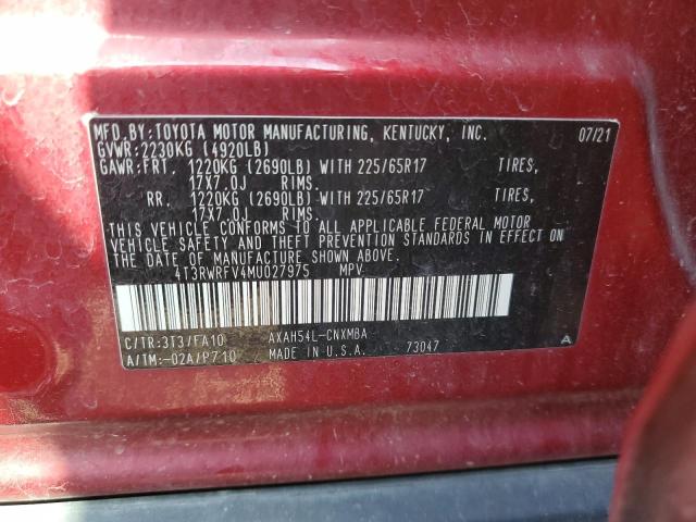 2021 Toyota Rav4 Xle VIN: 4T3RWRFV4MU027975 Lot: 54181564