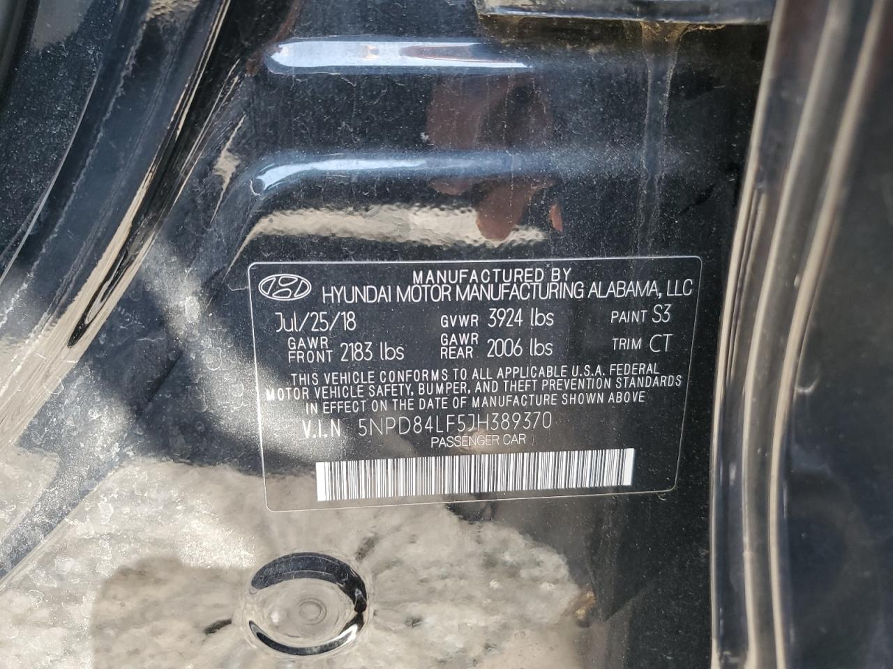 5NPD84LF5JH389370 2018 Hyundai Elantra Sel