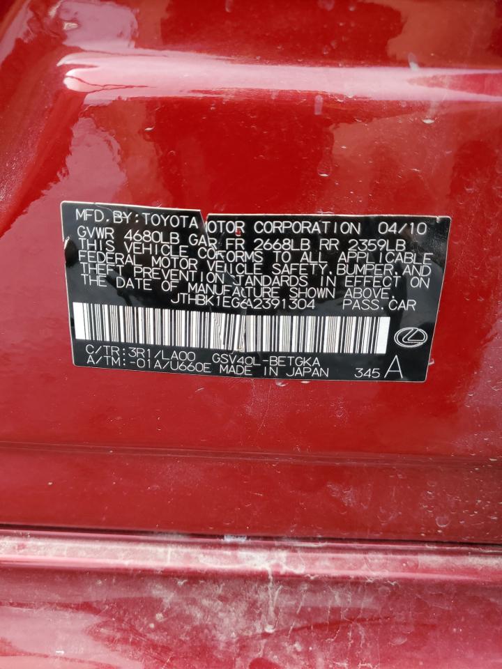 JTHBK1EG6A2391304 2010 Lexus Es 350