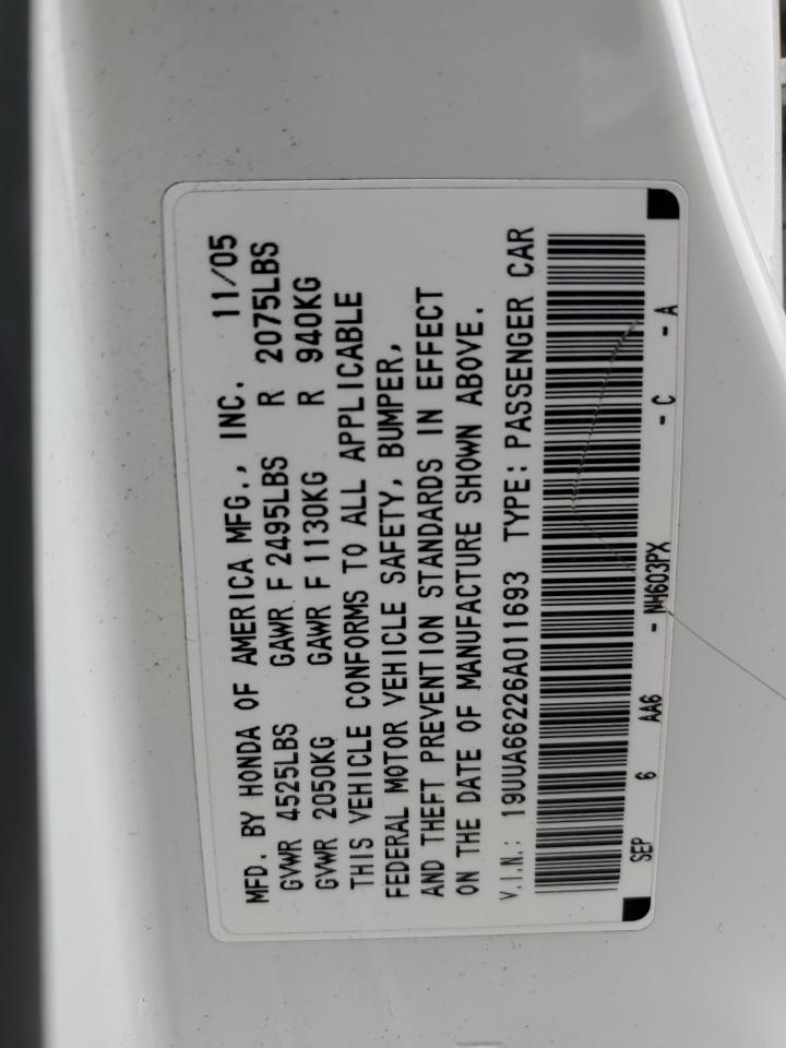 19UUA66226A011693 2006 Acura 3.2Tl