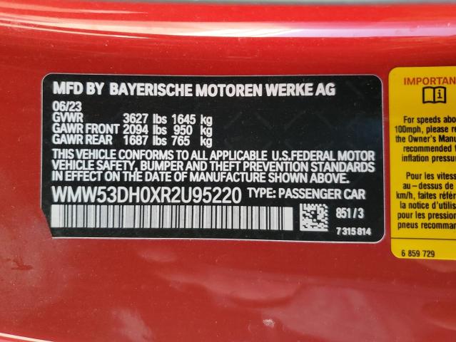 2024 Mini Cooper S VIN: WMW53DH0XR2U95220 Lot: 54633574