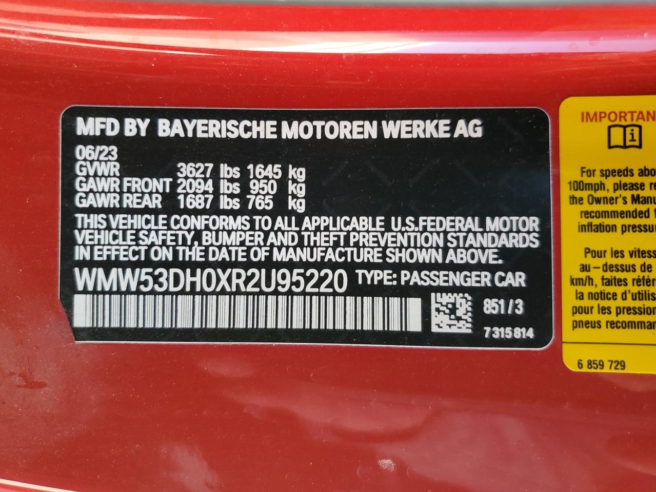 WMW53DH0XR2U95220 2024 Mini Cooper S