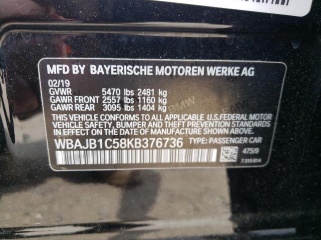 2019 BMW 530Xe VIN: WBAJB1C58KB376736 Lot: 53296404