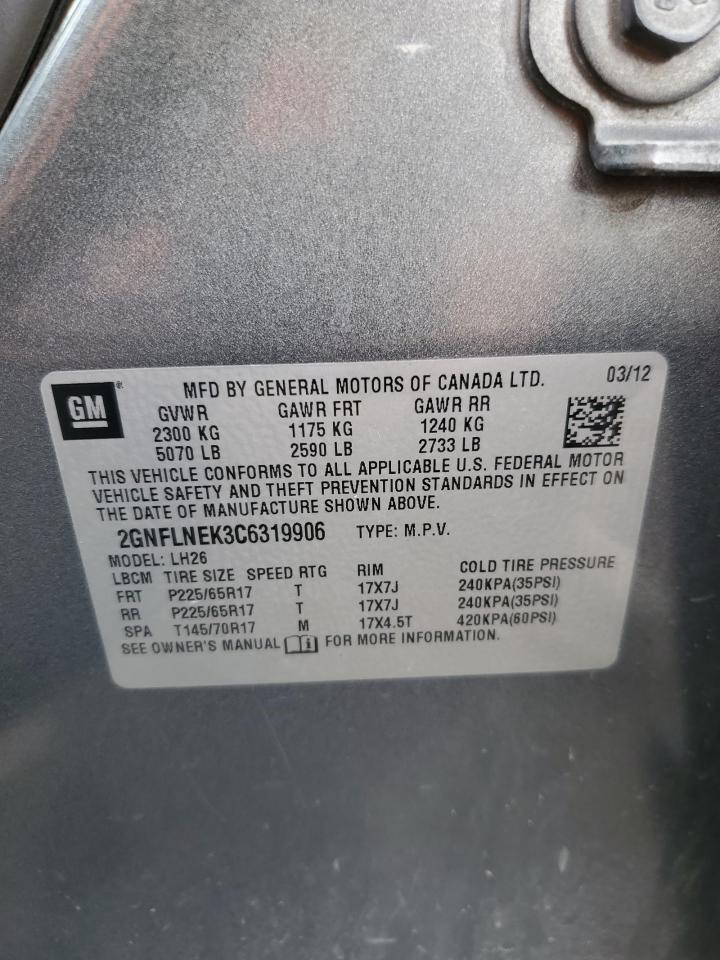 2GNFLNEK3C6319906 2012 Chevrolet Equinox Lt