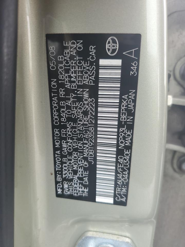 JTDBT923581272223 2008 Toyota Yaris