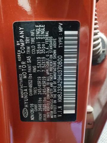 2017 Hyundai Tucson Limited VIN: KM8J33A29HU370800 Lot: 53700624