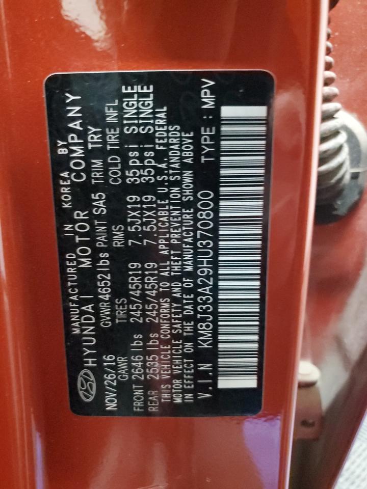 KM8J33A29HU370800 2017 Hyundai Tucson Limited