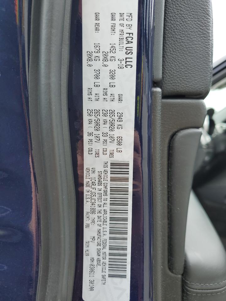 1C4RJFJG5JC341896 2018 Jeep Grand Cherokee Summit