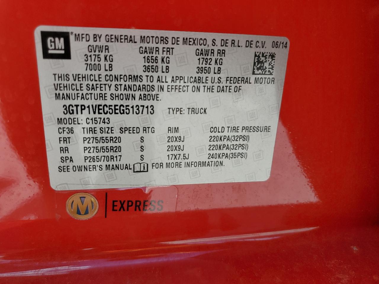 3GTP1VEC5EG513713 2014 GMC Sierra C1500 Slt