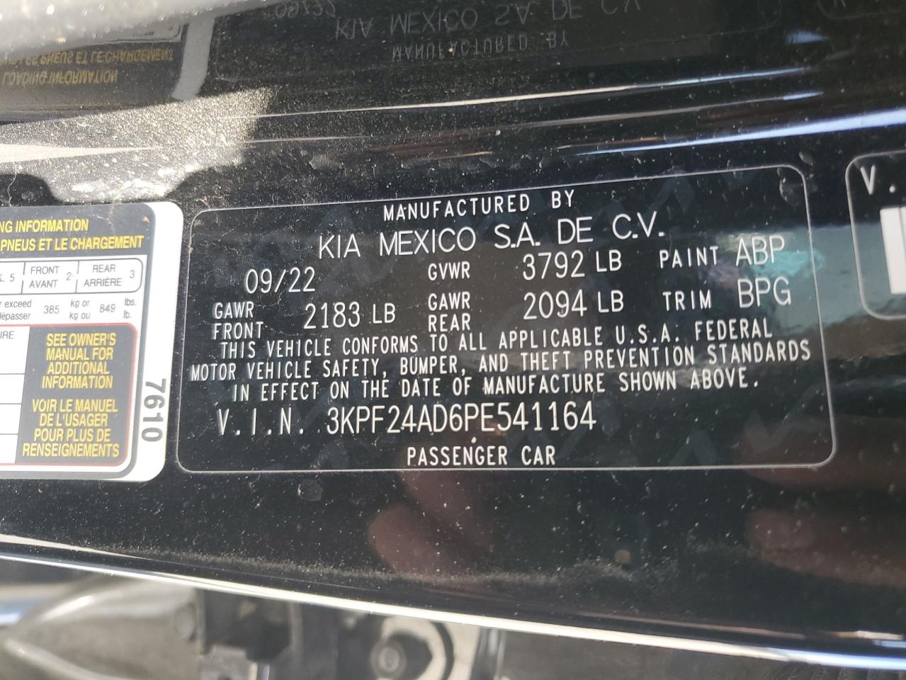 3KPF24AD6PE541164 2023 Kia Forte Lx