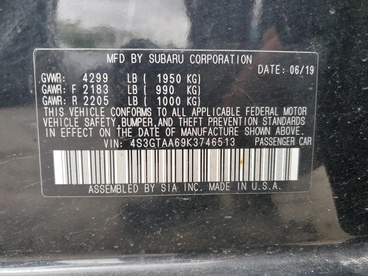 4S3GTAA69K3746513 2019 Subaru Impreza