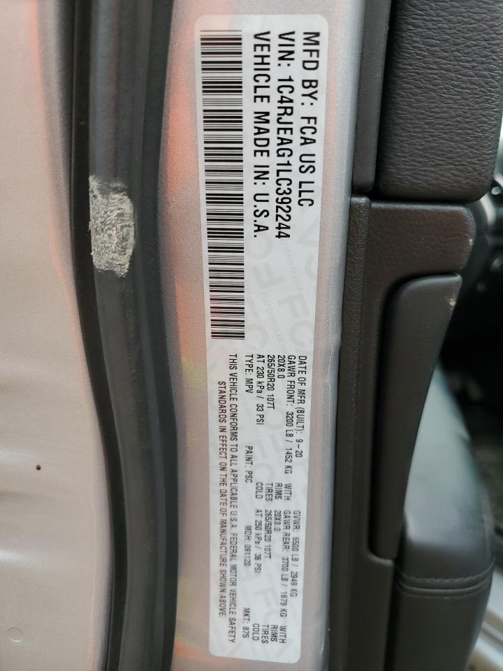 1C4RJEAG1LC392244 2020 Jeep Grand Cherokee Laredo