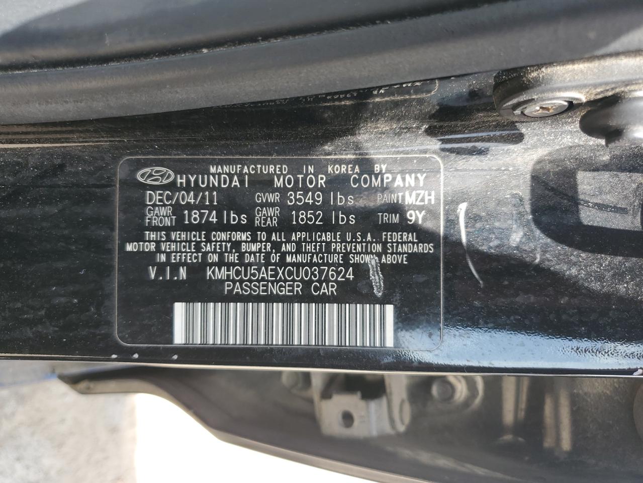 KMHCU5AEXCU037624 2012 Hyundai Accent Gls