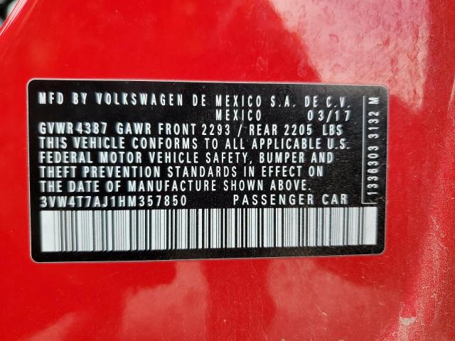 2017 Volkswagen Jetta Gli VIN: 3VW4T7AJ1HM357850 Lot: 50982174