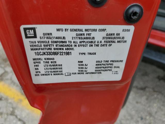 2006 Chevrolet Silverado K3500 VIN: 1GCJK33D86F221981 Lot: 53138574