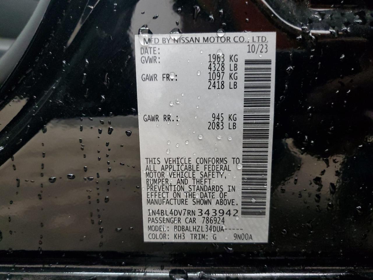 1N4BL4DV7RN343942 2024 Nissan Altima Sv