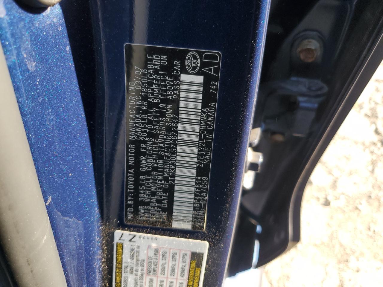 2T1KR30E57C672647 2007 Toyota Corolla Matrix Xr