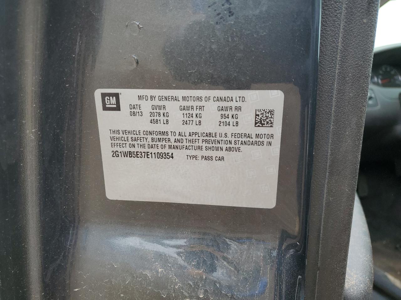 2G1WB5E37E1109354 2014 Chevrolet Impala Limited Lt