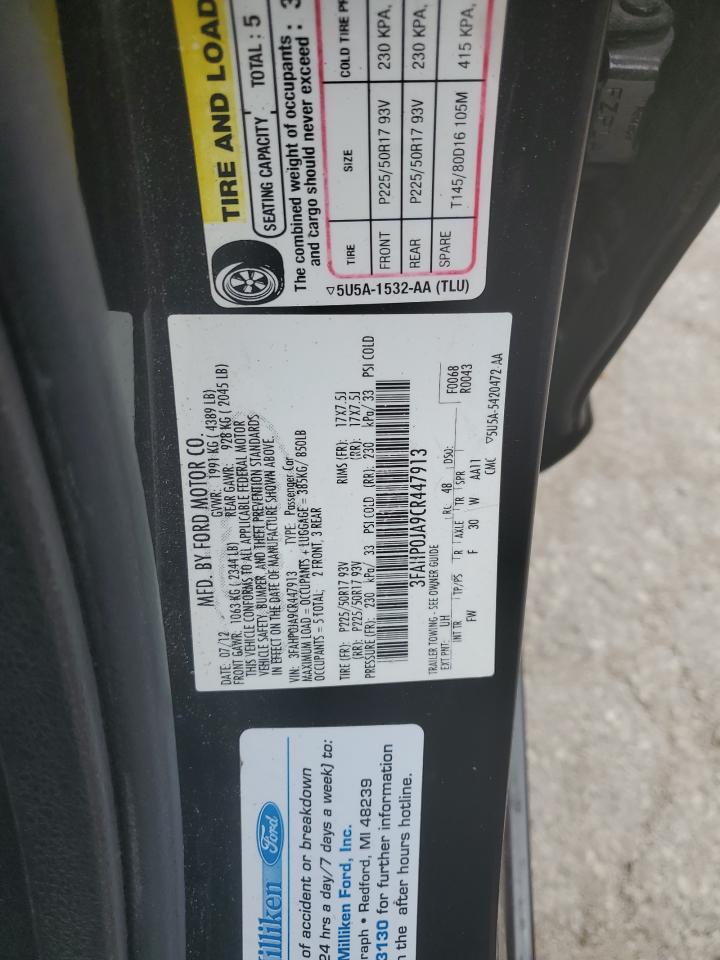 2012 Ford Fusion Sel vin: 3FAHP0JA9CR447913