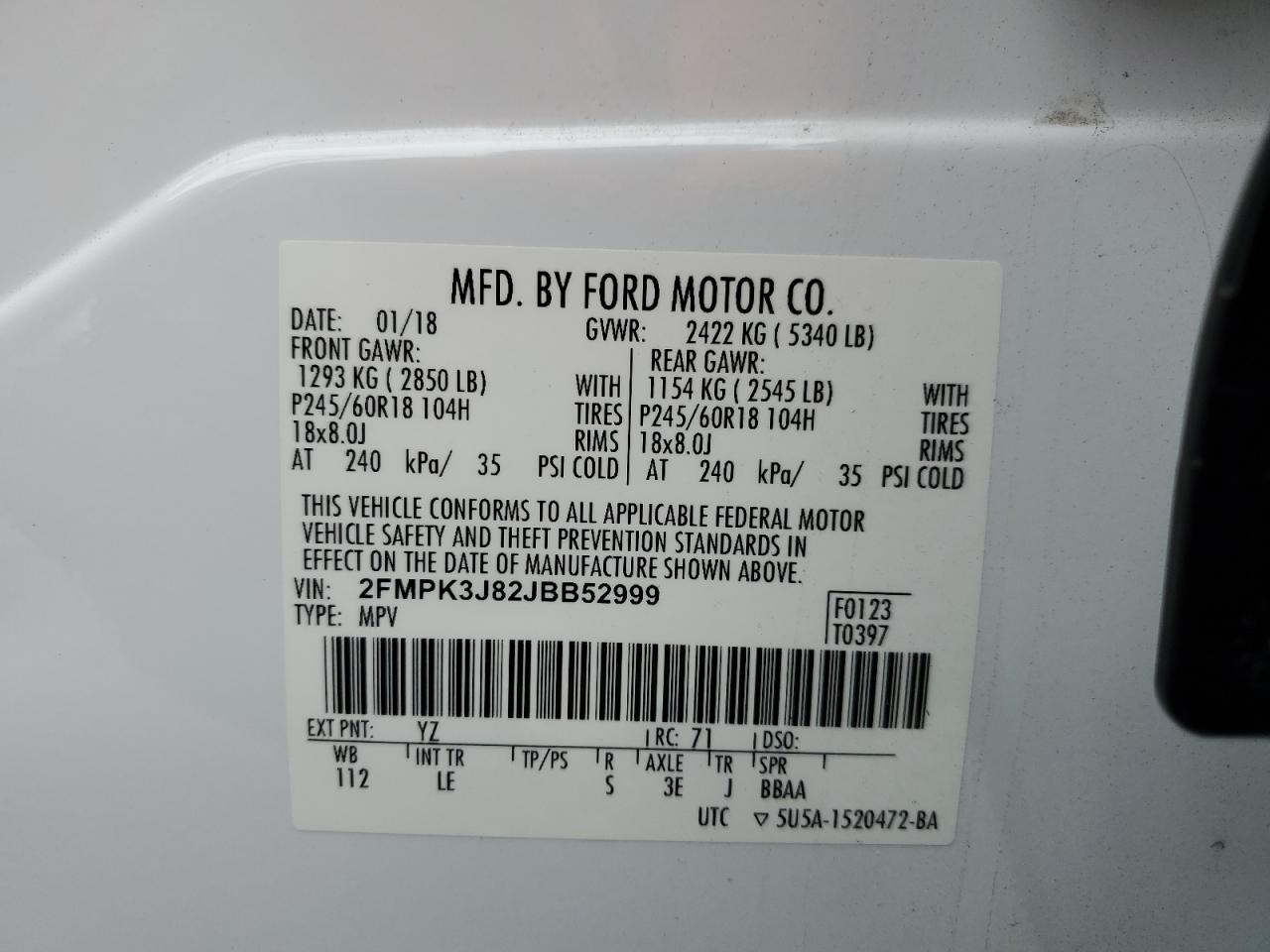 2FMPK3J82JBB52999 2018 Ford Edge Sel