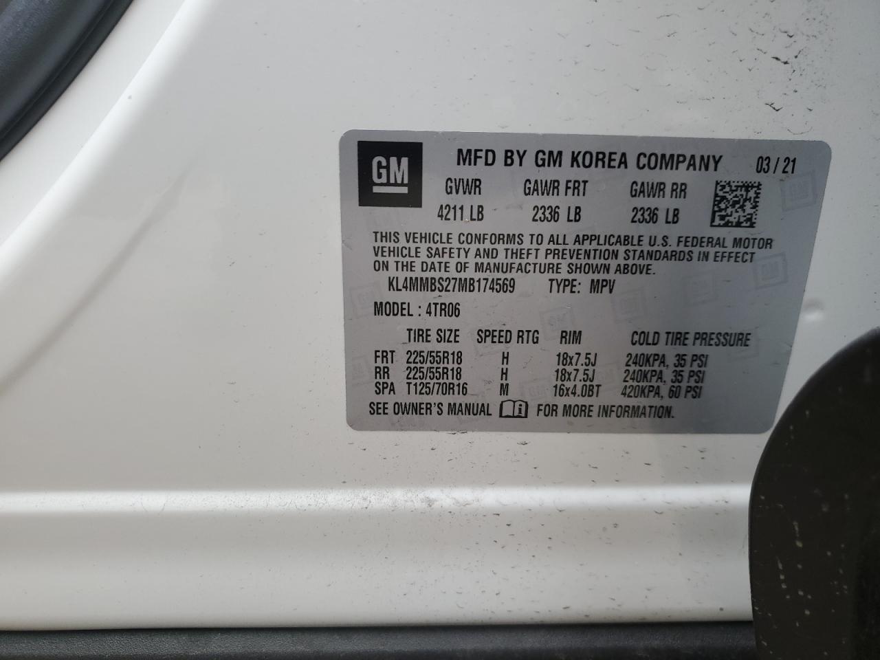 KL4MMBS27MB174569 2021 Buick Encore Gx Preferred