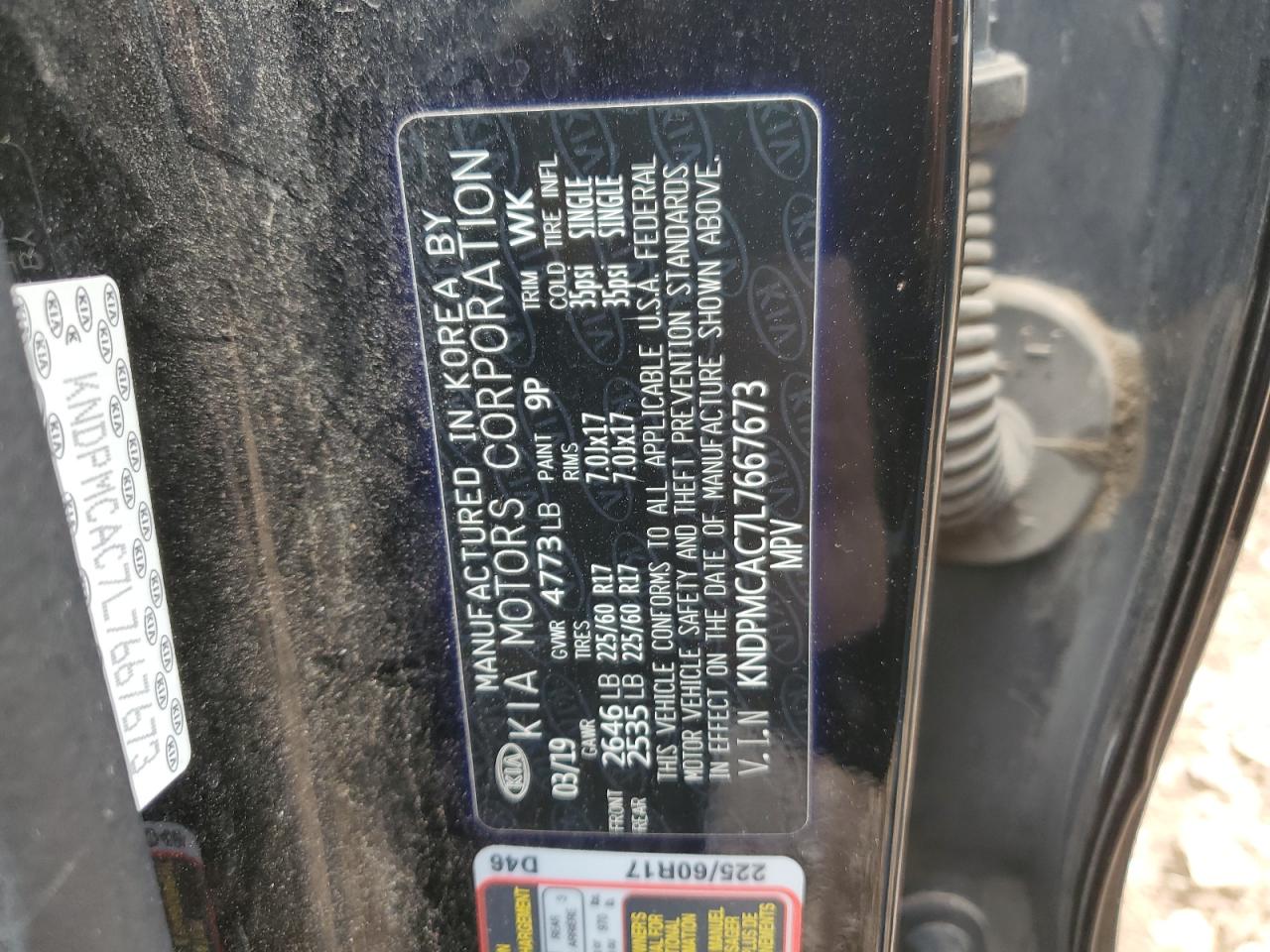 KNDPMCAC7L7667673 2020 Kia Sportage Lx