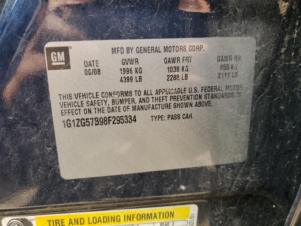 1G1ZG57B98F295334 2008 Chevrolet Malibu Ls