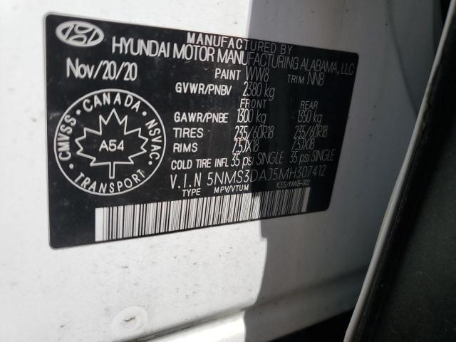 2021 Hyundai Santa Fe Sel VIN: 5NMS3DAJ5MH307412 Lot: 56553154