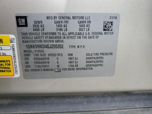 2016 Chevrolet Traverse Lt VIN: 1GNKVHKD4GJ255352 Lot: 54988104