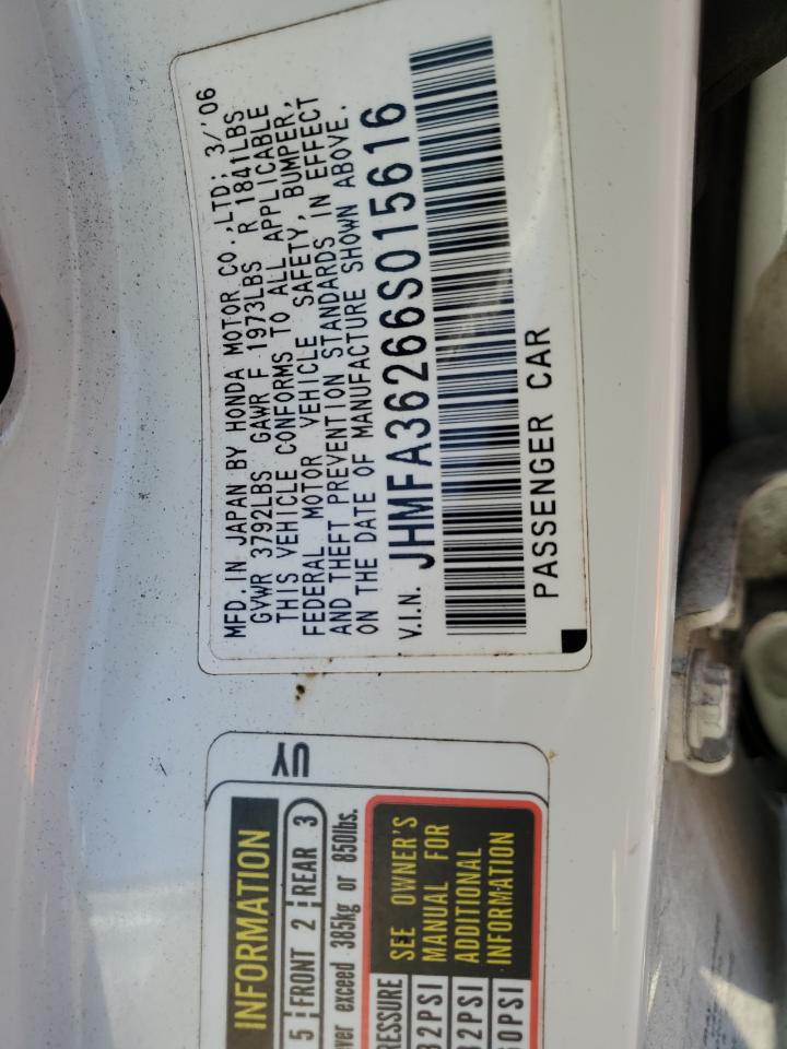 JHMFA36266S015616 2006 Honda Civic Hybrid