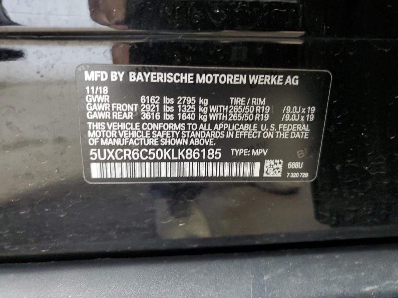 5UXCR6C50KLK86185 2019 BMW X5 xDrive40I