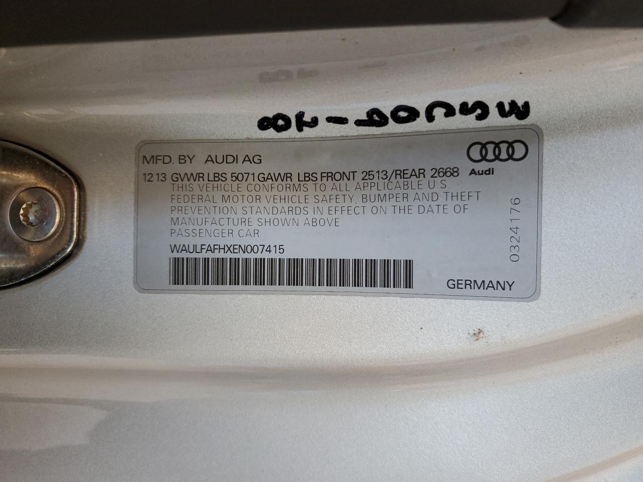 WAULFAFHXEN007415 2014 Audi A5 Premium Plus