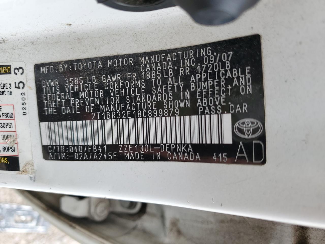 2T1BR32E18C899879 2008 Toyota Corolla Ce