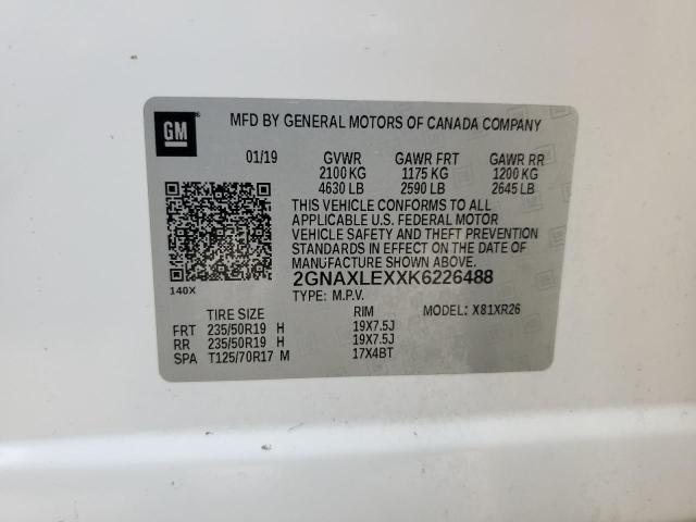 2019 Chevrolet Equinox Lt VIN: 2GNAXLEXXK6226488 Lot: 54460594