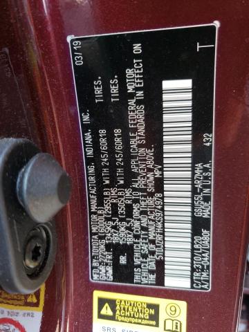 2019 Toyota Highlander Se VIN: 5TDJZRFH4KS974978 Lot: 55852244